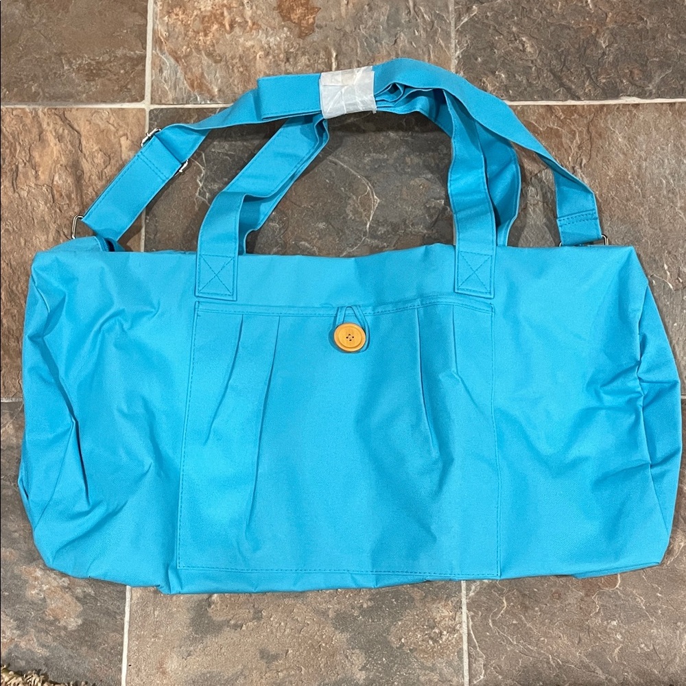Stylish Blue Duffle Bag with Button Detail
